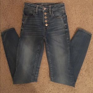 American Eagle High Rise Button Fly Skinny Jeans